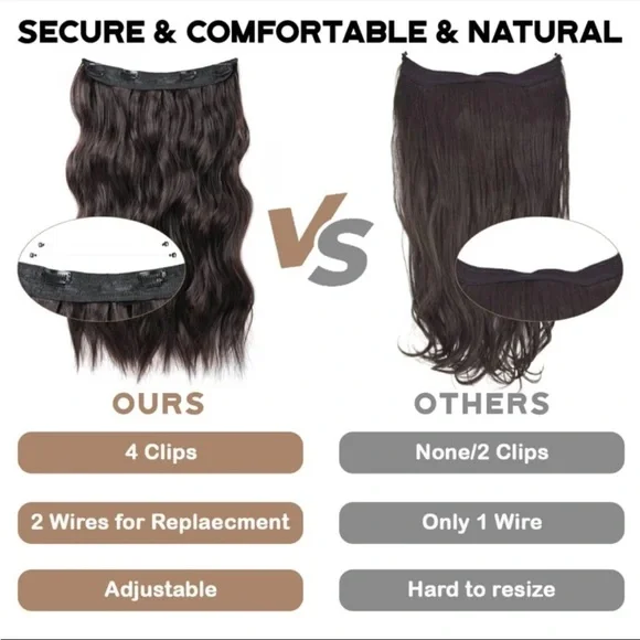 Just in 💫| Hair Extensions 20 Inch Clip in Hair Extensions Invisible Adjustable - Picture 6 of 9